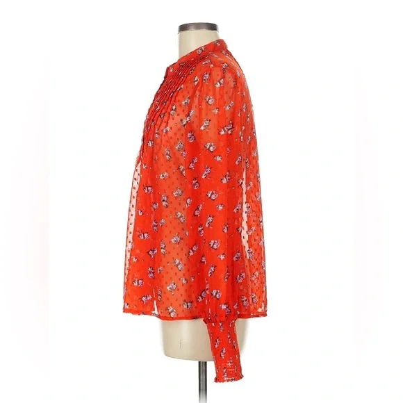 Free People Floral Sheer Red Blouse - Picture 4 of 9